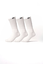 Premium Performance Extra High Crew Socks | White (3 pairs)