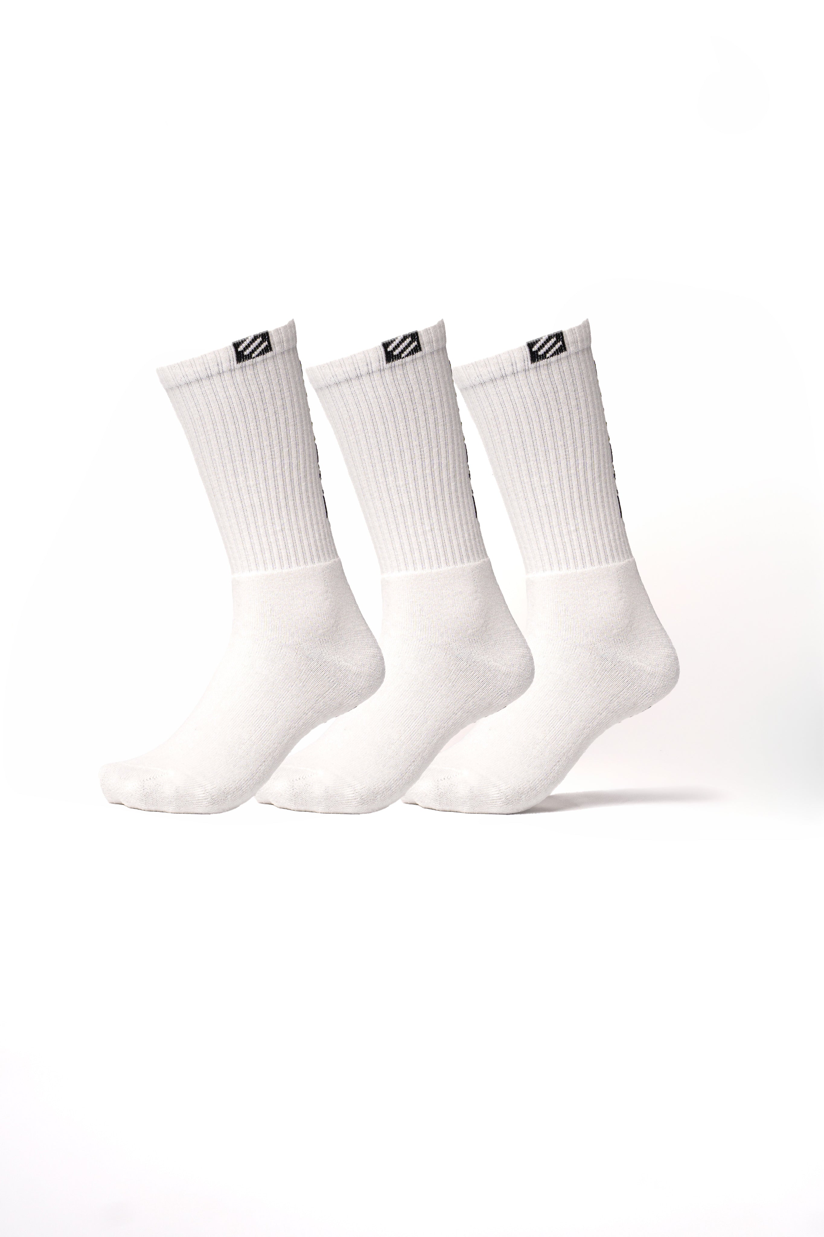 Premium Performance Extra High Crew Socks | White (3 pairs)