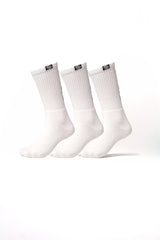 Premium Performance Extra High Crew Socks | White (3 pairs)