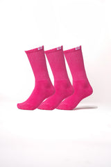 Premium Performance Extra High Crew Socks | Pink (3 pairs)