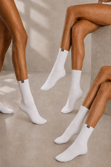 Premium Performance Extra High Crew Socks | White (3 pairs)