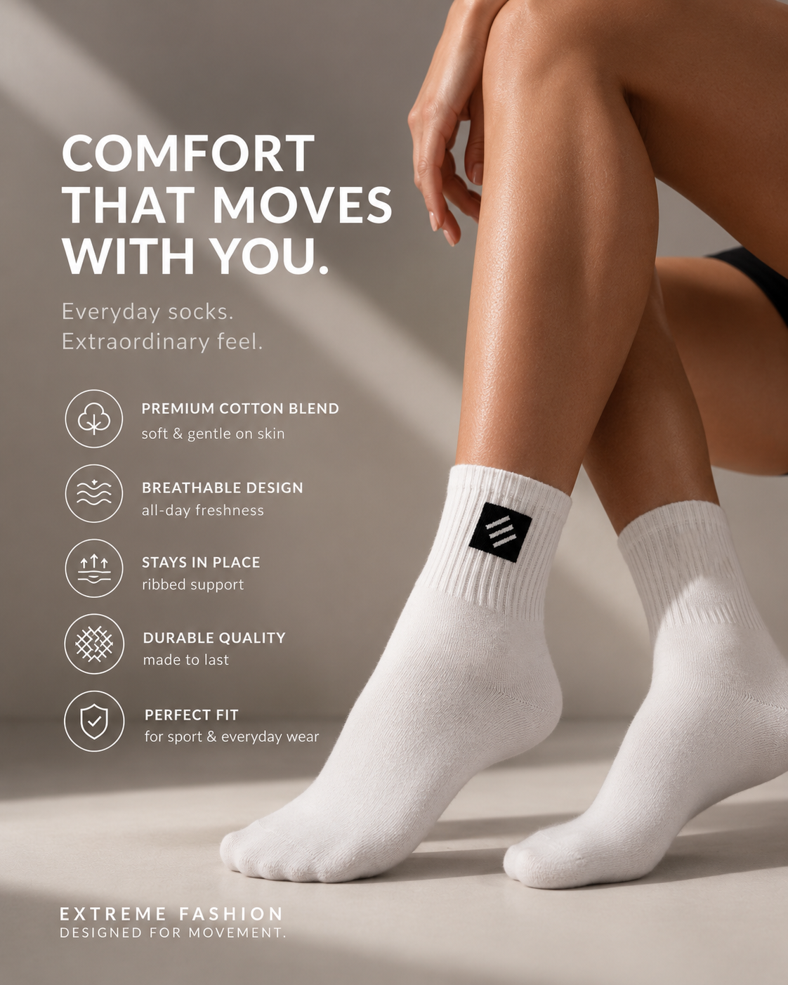 Comfort High Socks  | White