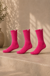 Premium Performance Extra High Crew Socks | Pink (3 pairs)